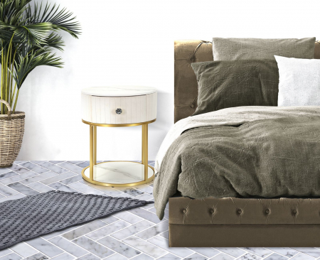 Noptiera Montpellier, metal catifea, bej auriu - creativdeco.ro [1]