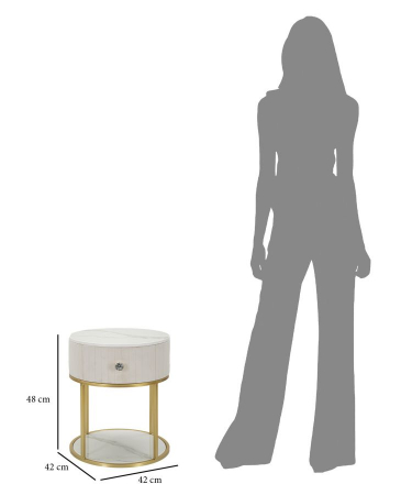 Noptiera Montpellier, metal catifea, bej auriu - creativdeco.ro [3]