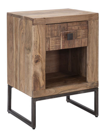 Noptiere - Noptiera lemn masiv sertar raft industrial CreativDeco