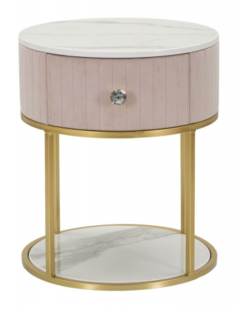 Noptiera roz glamour catifea cristal CreativDeco