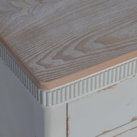Noptieră shabby chic crem cu blat natur și 3 sertare [2]