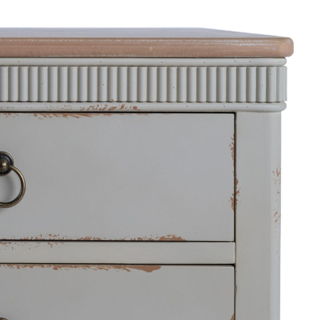 Noptieră shabby chic crem cu blat natur și 3 sertare [5]