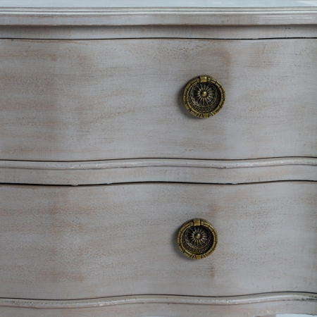 Noptieră shabby chic maro deschis 2 sertare cu picioare elegante [5]