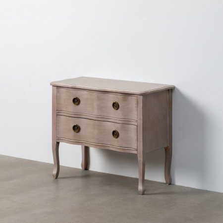 Noptieră shabby chic maro deschis 2 sertare cu picioare elegante [6]