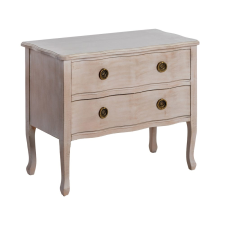 Noptieră shabby chic maro deschis 2 sertare cu picioare elegante [1]