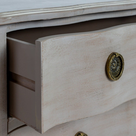 Noptieră shabby chic maro deschis 2 sertare cu picioare elegante [4]