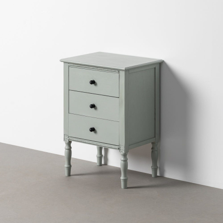 Provensal - Noptieră verde deschis din mdf si lemn de pin cu 3 sertare 43x33x61 cm