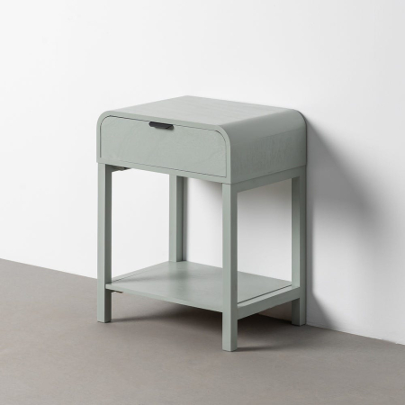 Noptiere - Noptieră verde deschis din mdf si lemn de pin cu sertar si raft 48x35x61 cm