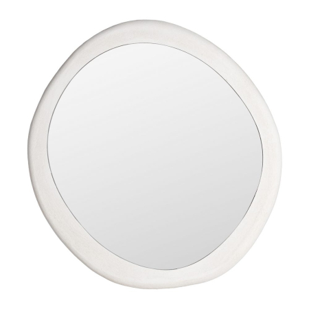 Oglinzi - Oglindă albă din MDF cu sticlă formă organică – vedere frontală, contur organic, ramă albă.