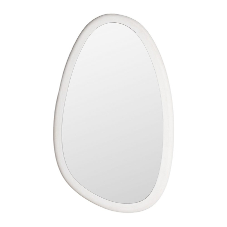 Oglinzi - Oglindă albă din MDF formă organică montaj vertical sau orizontal – vedere frontală, ramă albă, contur organic.