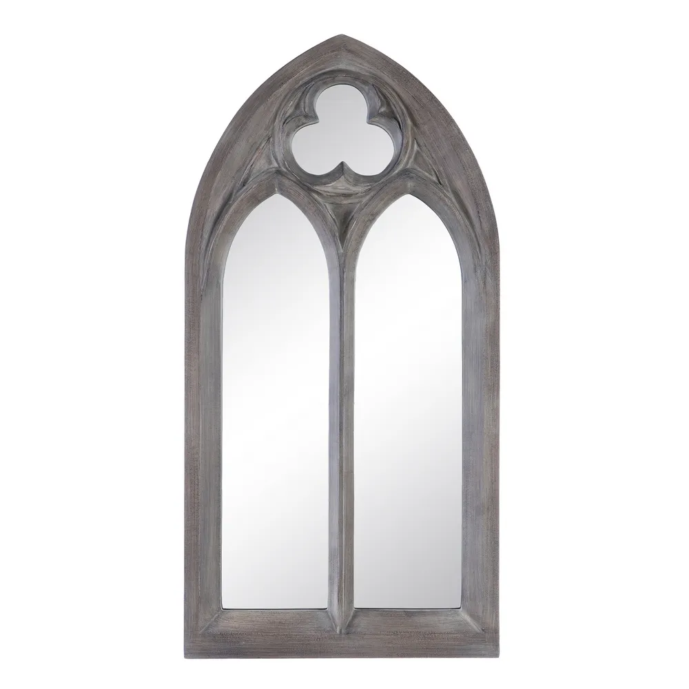Rustic - Oglinda Arch Medieval, Grej MDF Uzat - creativdeco.ro