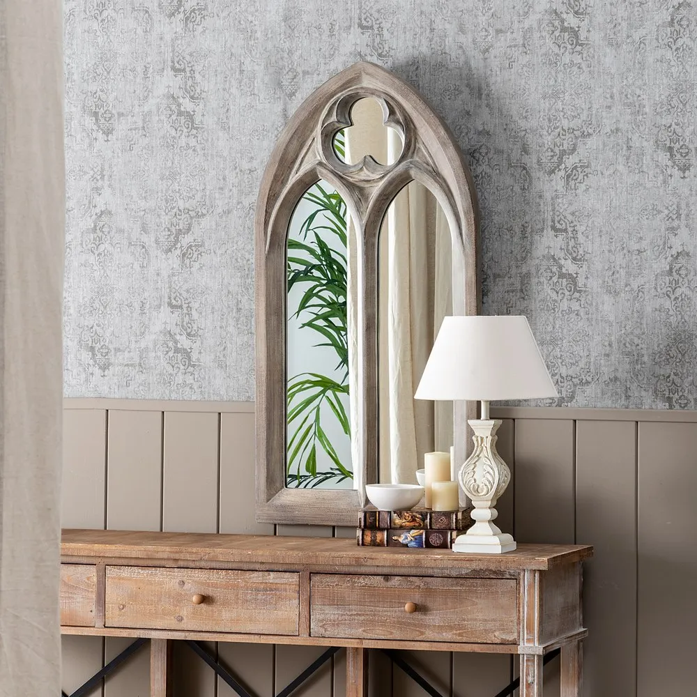 Oglinda Arch Medieval, Grej MDF Uzat - creativdeco.ro [1]