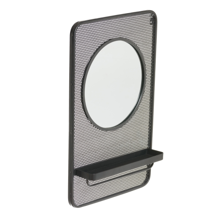 Oglinzi - Oglindă cu raft din metal negru perforat