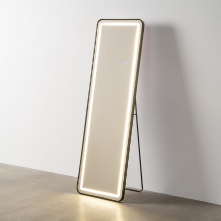 Colectia noua - Oglindă de dressing cu lumină LED și ramă neagră din aluminiu