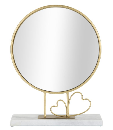 Oglinzi cu picior - Oglinda de masa cu inimi aurii - Design elegant | CreativDeco