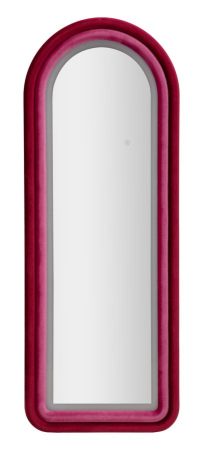 Oglinzi - Oglindă de perete arcuită cu iluminare LED integrată în finisaj catifelat roz-fucsia