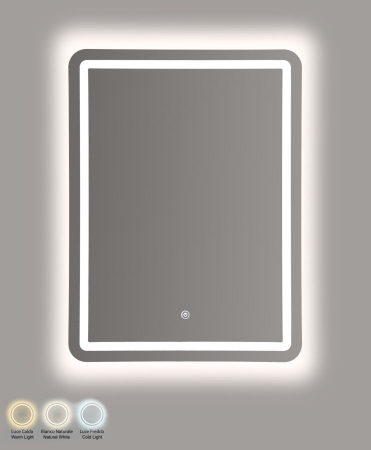 Oglinzi - Oglinda de perete cu LED dreptunghiulara cu design minimalist si finisaj argintiu 60x80 cm