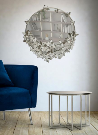 Oglinda Rotunda argintie cu Fluturi | CreativDeco.ro [1]