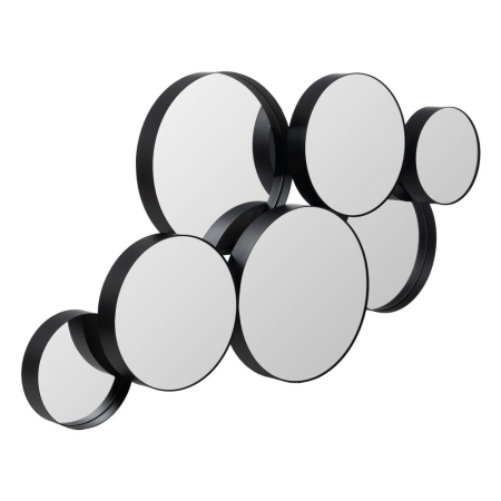 Oglindă de perete neagră din metal și MDF compoziție cu cercuri suprapuse [1]