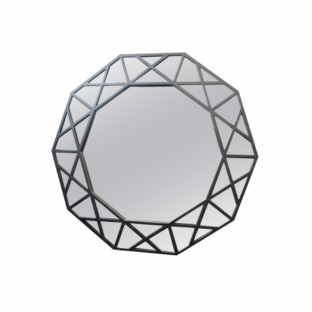 Oglinzi - Oglindă perete octogonală Diamante – vedere frontală cu ramă geometrică negru mat
