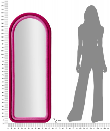 Oglinda Semiovala Rama Catifea Roz Fucsia CreativDeco [5]