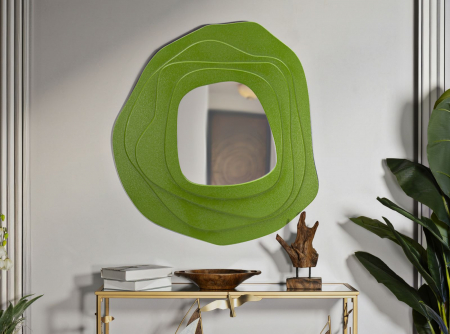 Oglinda asimetrica verde | Design revigorant | CreativDeco [1]