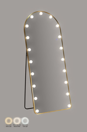 Mobilier - Oglinda de podea cu LED si forma arcuita din aluminiu auriu 45x170 cm