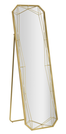Mobilier - Oglinda de podea cu rama geometrica din metal auriu si MDF 46x153 cm