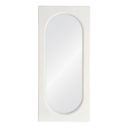 Mobilier - Oglindă decorativă albă din MDF cu formă arcuită și ramă minimalistă