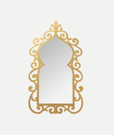Oglinzi - Oglindă decorativă aurie din fier Art Deco oriental