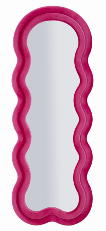 Colectia noua - oglinda glam catifea roz fucsia cu ramă curbată verticală 60x160