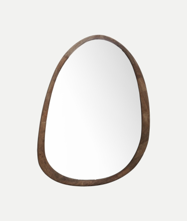 Oglinzi - Oglindă decorativă organică cu ramă din lemn maro – oglindă mare cu formă fluidă