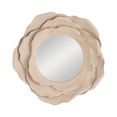 Oglinzi - Oglindă decorativă rotundă din metal bej cu ramă organică