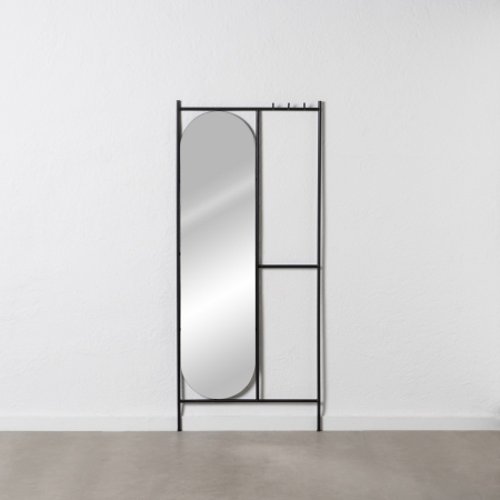 Mobilier - Oglindă din metal negru cu cuier integrat