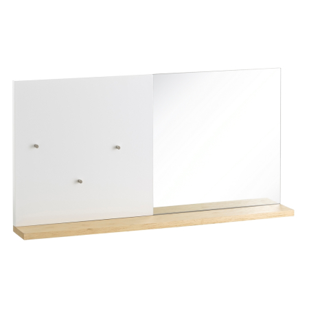 Oglinzi - Oglindă dreptunghiulară albă din MDF cu raft de lemn 50x25 cm
