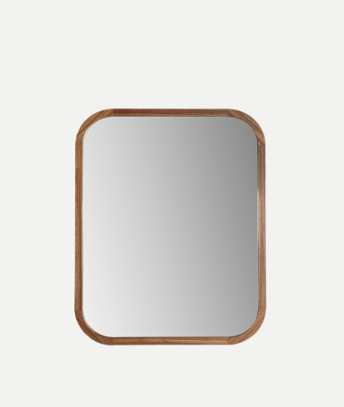 Oglinzi - Oglindă dreptunghiulară cu colțuri rotunjite din lemn maro BUSK – oglindă mare verticală cu ramă din lemn