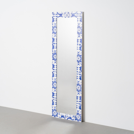Mobilier - Oglindă înaltă din lemn albastru cu model azulejo