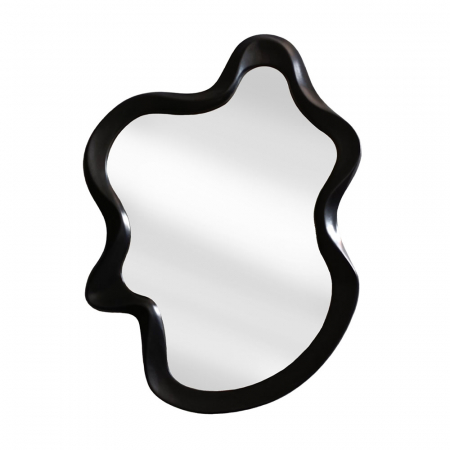 Oglinzi - oglindă decorativă din lemn negru cu design fluid 60x73 cm