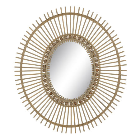 Mobilier - Oglindă ovală din bambus natural cu inel de mărgele 67x77 cm