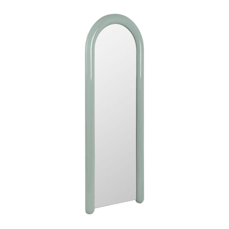 Oglindă pentru dressing verde lăcuită din MDF cu ramă arcuită – vedere frontală, ramă verde pastel lucioasă. [2]