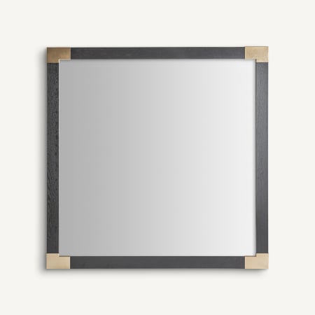 Oglinzi - Oglinda perete Art Deco cu rama din frasin negru si colturi metalice aurii Delmont 140x11x140 cm