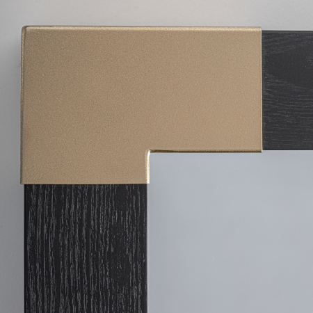 Oglinda perete Art Deco cu rama din frasin negru si colturi metalice aurii Delmont 140x11x140 cm [2]