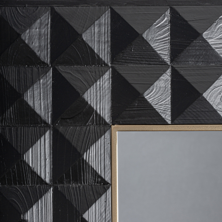 Oglinda perete Art Deco cu rama frasin negru si detaliu din metal auriu Morzine 200x7,5x111 cm [2]