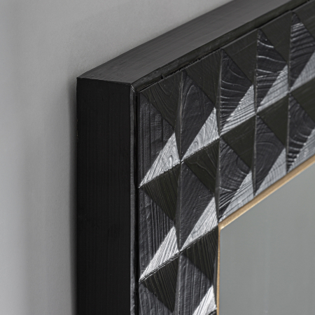 Oglinda perete Art Deco cu rama frasin negru si detaliu din metal auriu Morzine 200x7,5x111 cm [1]