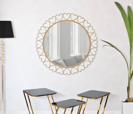 Oglinda perete rotunda aurie Hearts | creativdeco.ro [1]