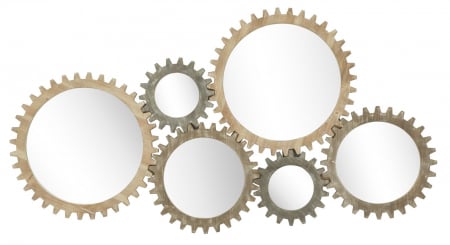 Industrial - Oglinda perete Ingranaggio, MDF, lemn/natur