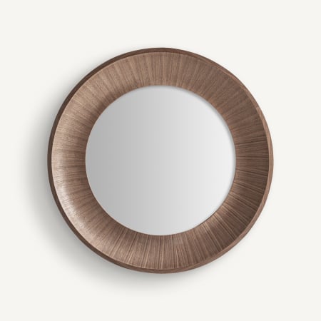 Oglinzi - Oglinda perete rotund din nuc maro deschis cu rama acanalata si volum Zermatt 110x11x110 cm