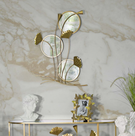 Oglinda perete Triple Flow, metal auriu - creativdeco.ro [1]