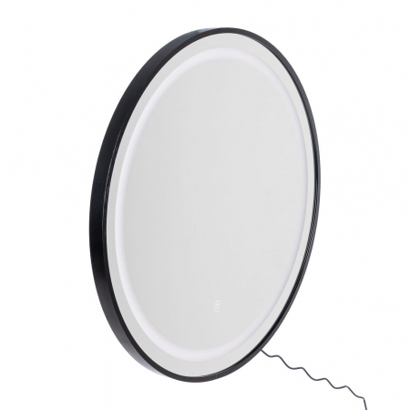 Oglindă rotundă cu lumină LED și ramă neagră din aluminiu [2]