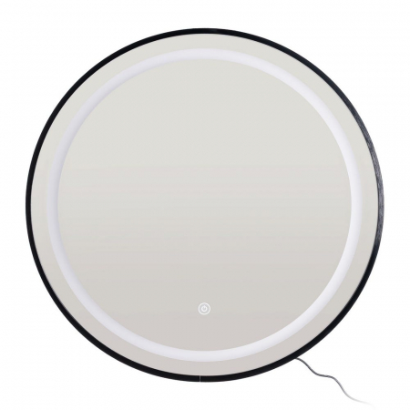 Oglindă rotundă cu lumină LED și ramă neagră din aluminiu [1]